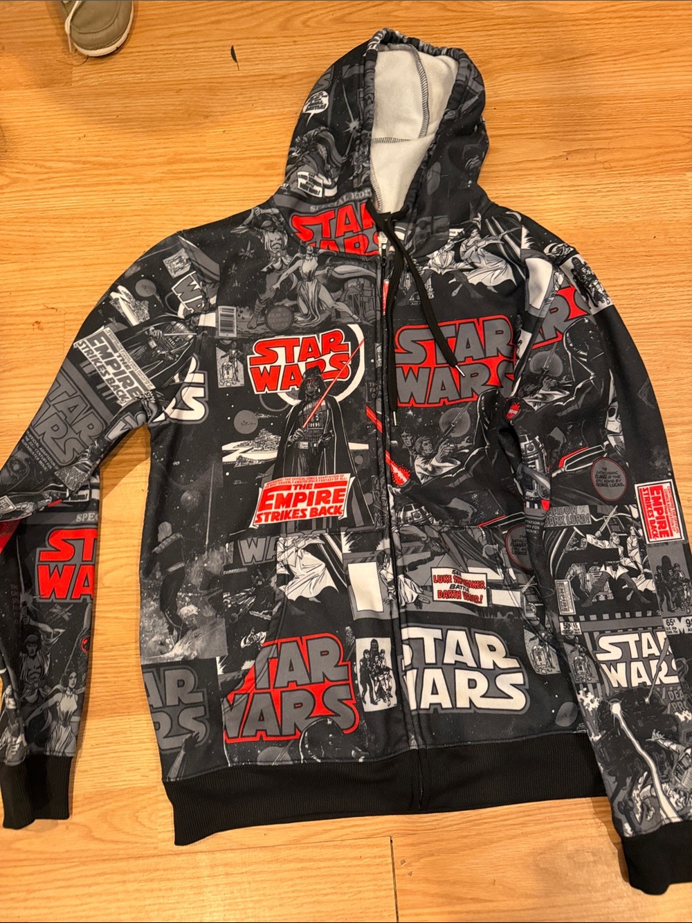 Star Wars Black, Gray & Red Graphic Zip Hoodie for young men’s large